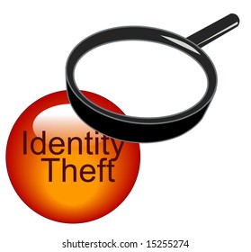 magnifying glass over top of identity theft button