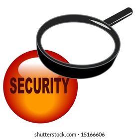 magnifying glass over top of security button