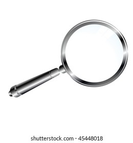 Magnifying glass over white background