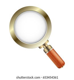 Magnifying glass over white background