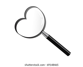 Magnifying glass over white background