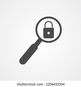 magnifying glass with padlock vector icon sign symbol