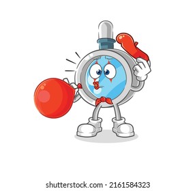 the magnifying glass pantomime blowing balloon. cartoon mascot vector