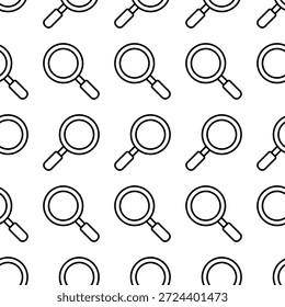 Patrón de lupa de iconos de contorno simple. Lupa de fondo de repetición sin fisuras. Ilustración vectorial.