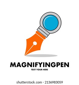 Magnifying glass pen vector logo template. This design use colorful style. Suitable for education