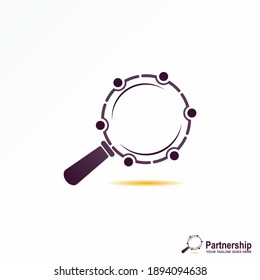 Magnifying Glass with People in circle image graphic icon logo design abstract concept vector Stock. Can be used as a symbol related to the community or finder