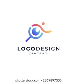 magnifying glass and people for social media or search engine logo designs	