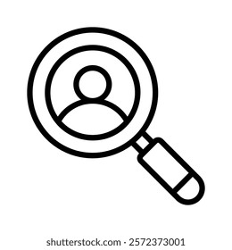 Magnifying glass with a person, symbolizing recruitment and talent search