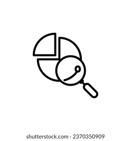 Icono de esquema de análisis de gráficos circulares para la ampliación de la luna. Ilustración vectorial. El icono aislado se adapta a la web, infografías, interfaces y aplicaciones.