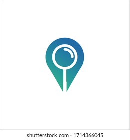 magnifying glass and pinned location logo