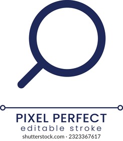 Icono de ui lineal perfecto para píxel de vidrio de aumento. Herramienta para buscar en línea. Buscando información. GUI, diseño UX. Esquema de elemento de interfaz de usuario aislado para aplicación y web. Trazo editable. Fuente de Poppins utilizada