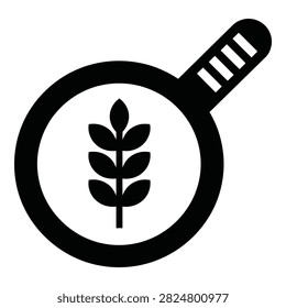 A magnifying glass with a plant inside, symbolizing growth and investigation