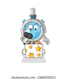 the magnifying glass play whack a mole mascot. cartoon vector