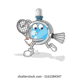 the magnifying glass playing badminton illustration. character vector