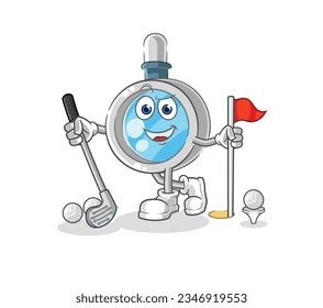 the magnifying glass playing golf vector. cartoon character