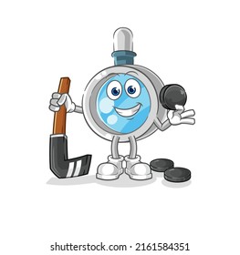 the magnifying glass playing hockey vector. cartoon character