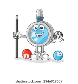 the magnifying glass plays billiard character. cartoon mascot vector