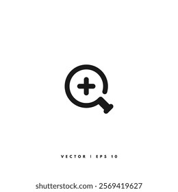 Magnifying Glass Plus Icon. Editable Stroke