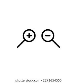 Magnifying glass with plus and minus