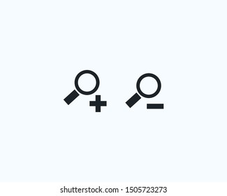Magnifying glass with plus and minus signs, zoom icons, vector eps10 illustration