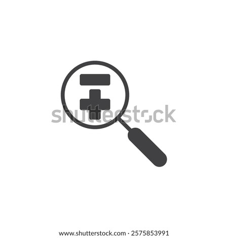 Magnifying glass with a plus and minus vector icon. filled flat sign for mobile concept and web design. Map Zoom Control glyph icon. Symbol, logo illustration. Vector graphics