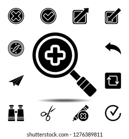 a magnifying glass with a plus sign, zoom in icon. Simple glyph vector element of web, minimalistic icons set for UI and UX, website or mobile application