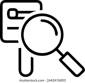 A magnifying glass is positioned over a document, highlighting its lines and a square. This image represents search, analysis, and attention to detail. Perfect!