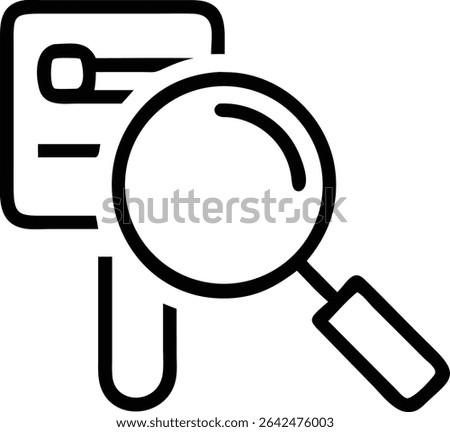 A magnifying glass is positioned over a document, highlighting its lines and a square. This image represents search, analysis, and attention to detail. Perfect!
