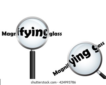 Magnifying Glass, Positioned Over Text, Isolated On White