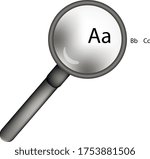 Magnifying glass, prevaricates the text. Created for the site and apps, games. Colors gray, white, black. The vector has a grid gradient.