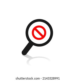 Magnifying glass prohibited icon. Vector illustration