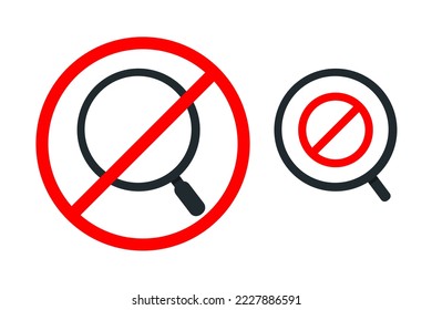 Magnifying glass prohibited. Magnifier ban. Illustration vector