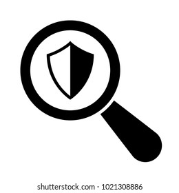 Magnifying glass with protection shield. Vector illustration
