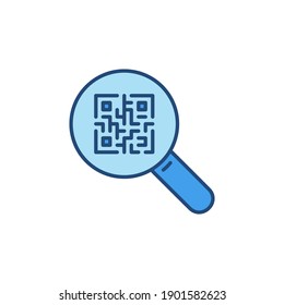 Magnifying Glass with QR Code vector Search concept colored icon or symbol