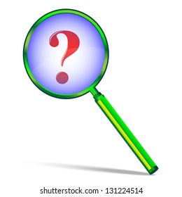 magnifying glass and a question