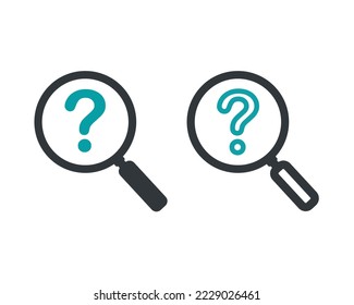 Magnifying glass with question icon. Illustration vector