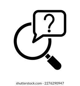 magnifying glass with question mark, FAQ icon vector