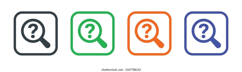 Magnifying glass with question mark icon sign. Find information and help symbol vector illustration.