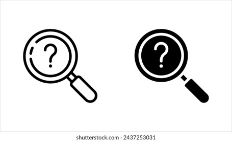 Lupe mit Fragezeichen-Symbol gesetzt. Suchzeichen Vektor-Illustration auf weißem Hintergrund