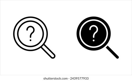 magnifying glass with question mark icon set. search sign vector illustration on white background
