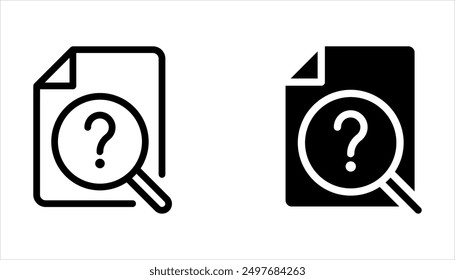 magnifying glass with question mark icon set. search sign on white background