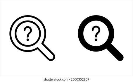 magnifying glass with question mark icon set. search sign on white background