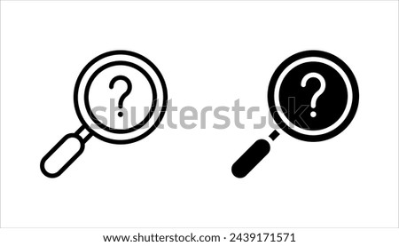 magnifying glass with question mark icon set. search sign vector illustration on white background