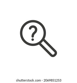 Magnifying glass with question mark. Info desk or instructions concept.