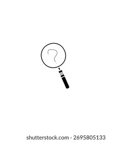 Lupa con un signo de interrogación en el interior. Icono que representa búsqueda, búsqueda de respuestas, preguntas frecuentes, ayuda, problema e investigación en interfaces de Web.