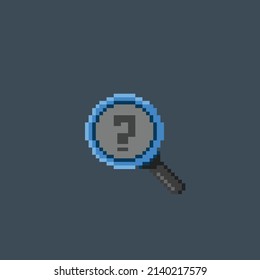 magnifying glass with question mark in pixel style