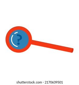 Magnifying glass with a question mark vector icon illustration. Symbol design search concept isolated and business zoom lens research. Searching and find magnification communication discovery look