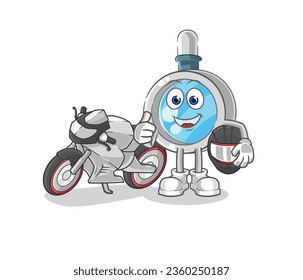 the magnifying glass racer character. cartoon mascot vector