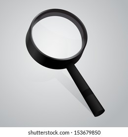 Magnifying glass realistic icon isolated on light background, vector