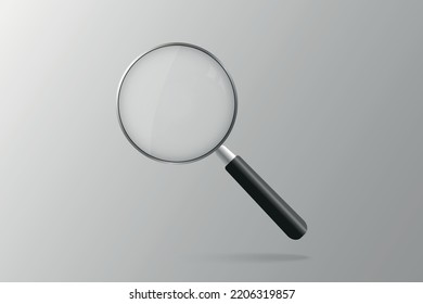 Magnifying glass. Realistic magnifying glass with shadow. Magnifier loupe search. Magnifier, big tool instrument. Business analysis symbol. Vector illustration